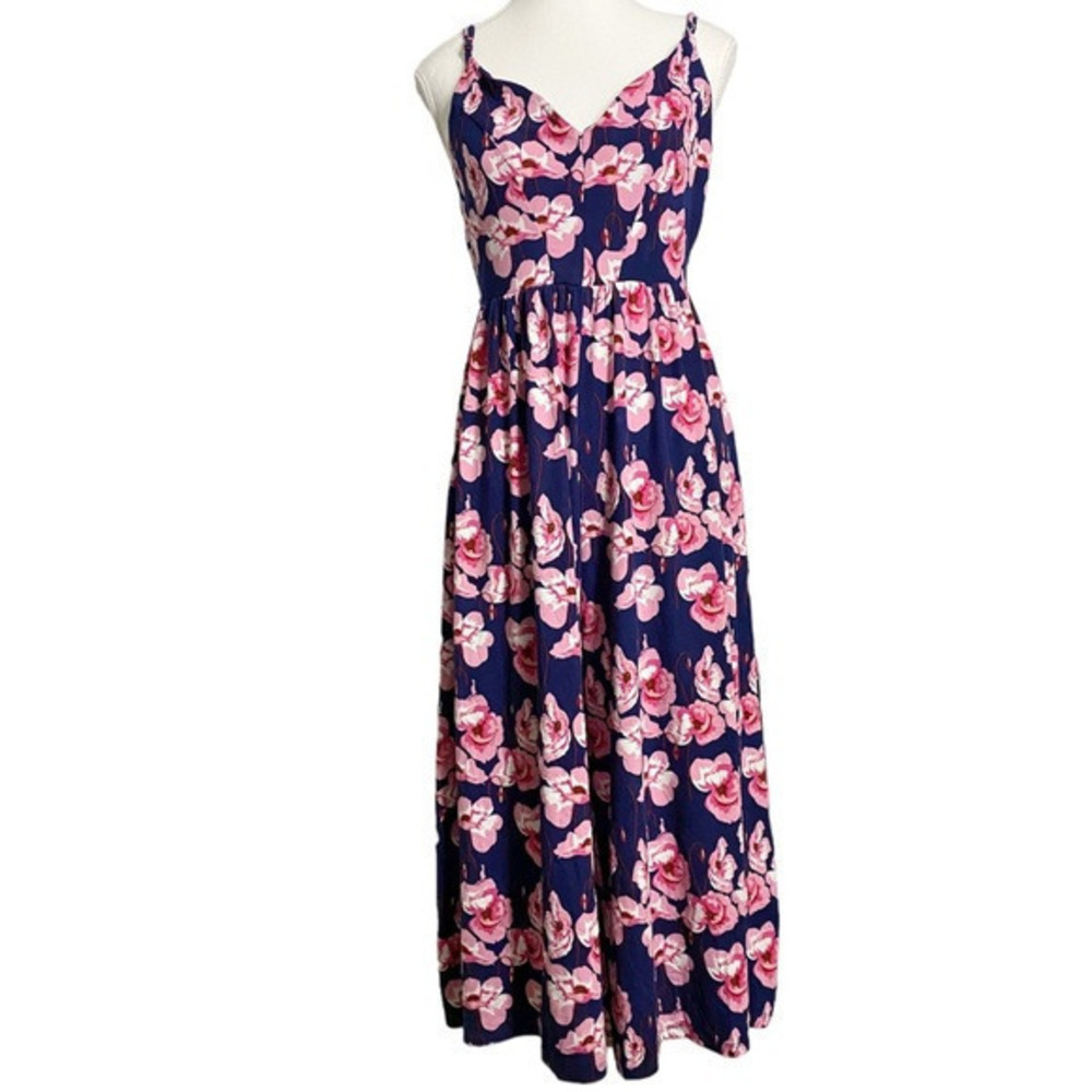 Poof Navy Blue‎ and Pink Floral Wide Leg Romper
